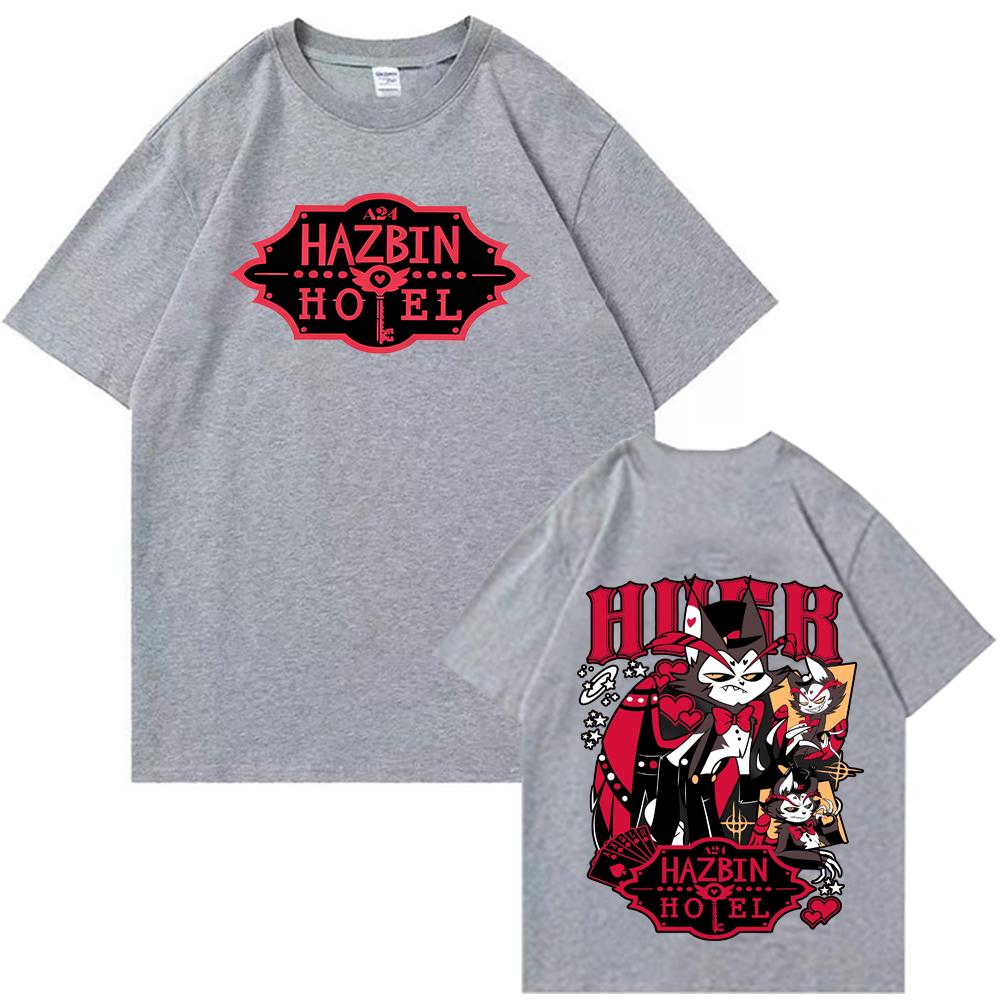 Nuova Maglietta Unisex Hazbin Hotel 100% Cotone Y2k Grafica Husk Girocollo Estiva Moda Harajuku Streetwear Maglietta di Alta Qualità