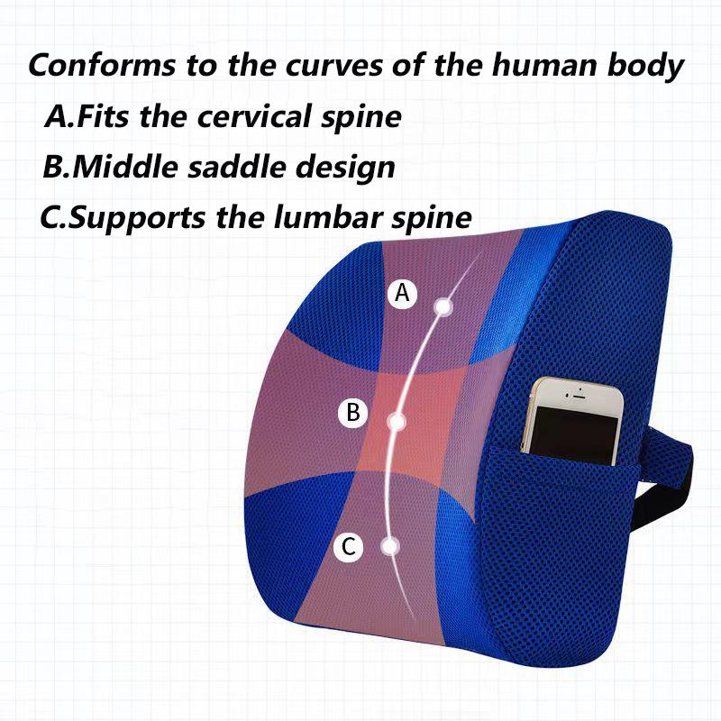 Lumbar Support Cushion Memory Foam Waist Pillow Auto Seat Back Cushion for Car Chair Home Office
