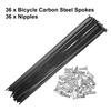 36 sztuk Stalowe Szprychy Rowerowe Węglowe 14G 284mm z Nyplami do Większości Rowerów Czarne
