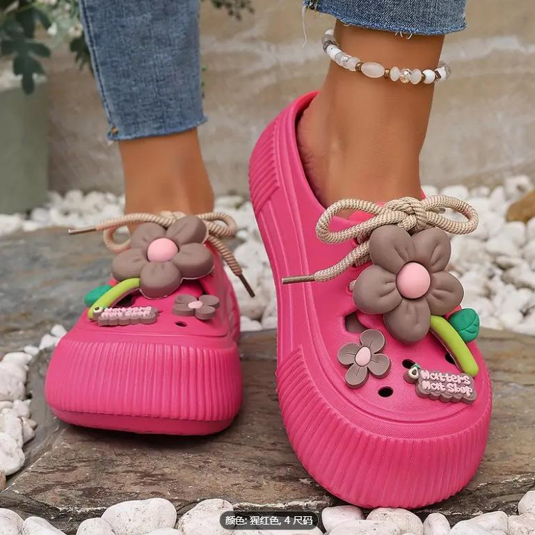 Fashion 2025 Summer Women Slippers Cute DIY Flower Platform Sandals Casual Indoor Outdoor Clogs Beach Slides Female Home Garden Shoes