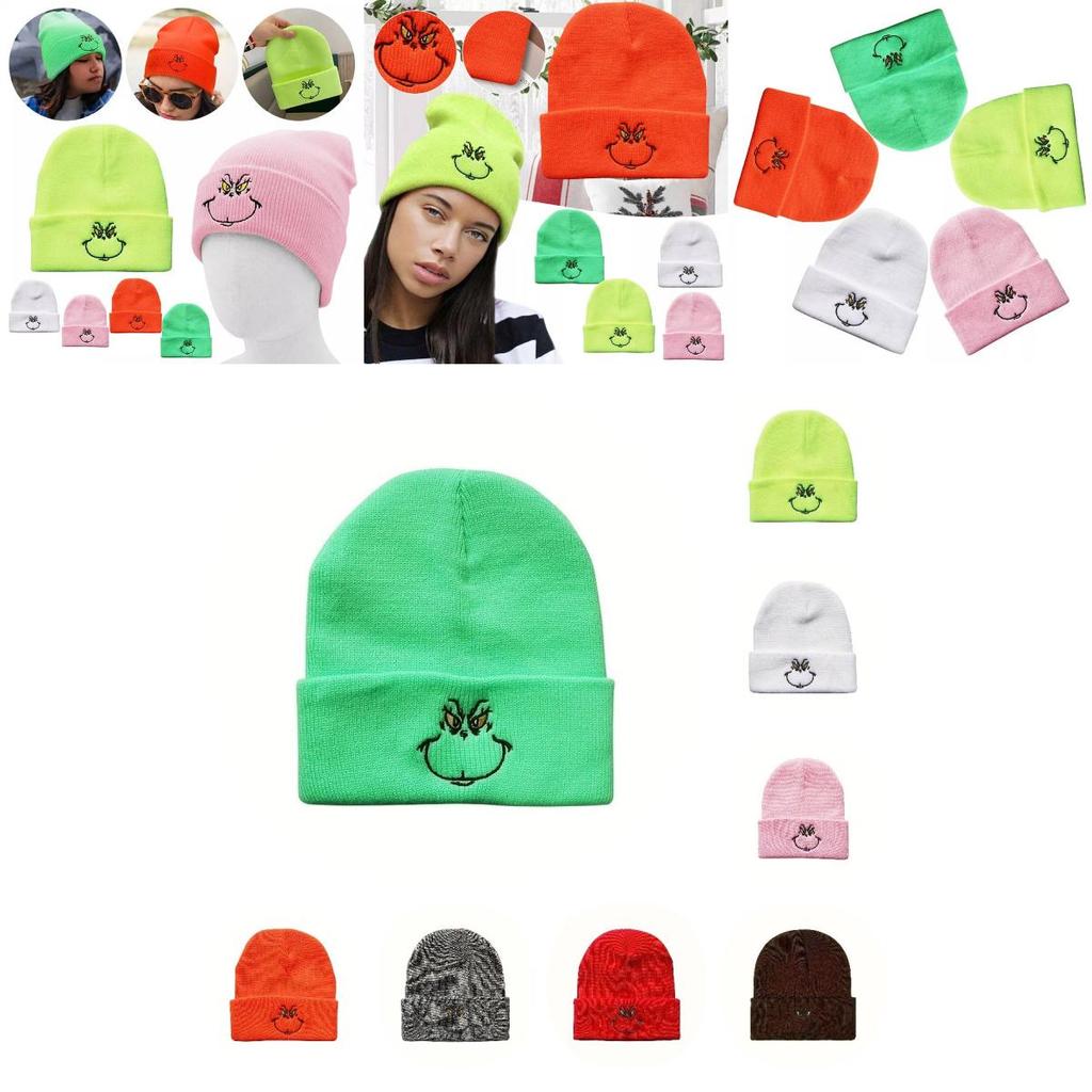 Stylish Cartoon Expression Embroidered Pullover Hat For Cold Weather Protection