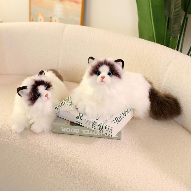 Søt Simulering Plysj Klutdukke Katteleke Myk Tegneserie Kosedyr Fluffy Hjemmedekor Gaver Til Jente
