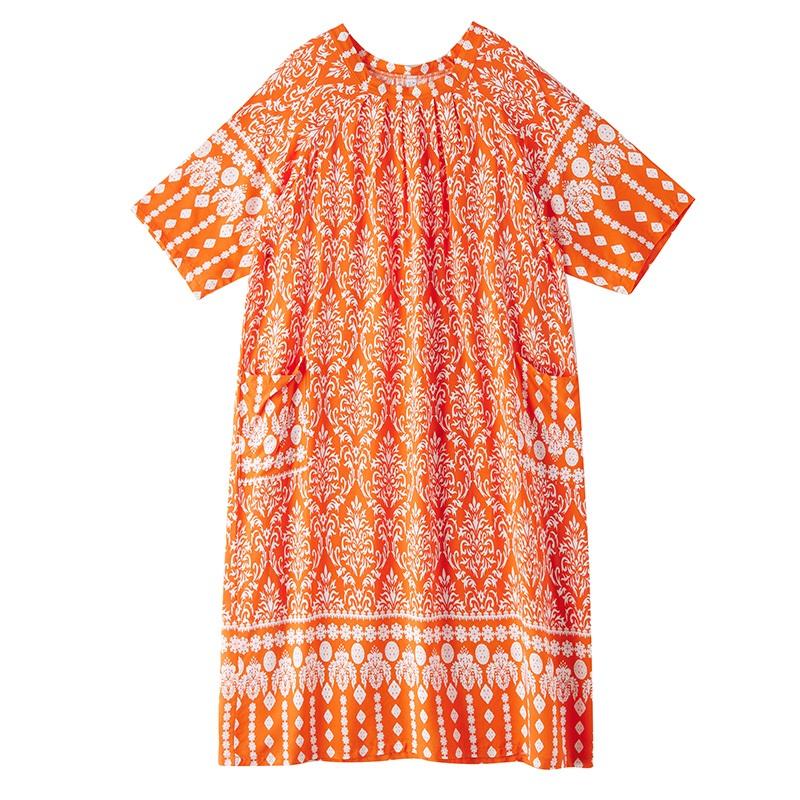 Krátký rukáv Velké bavlněné vintage květinové nové šaty pro ženy ležérní volné dlouhé letní šaty