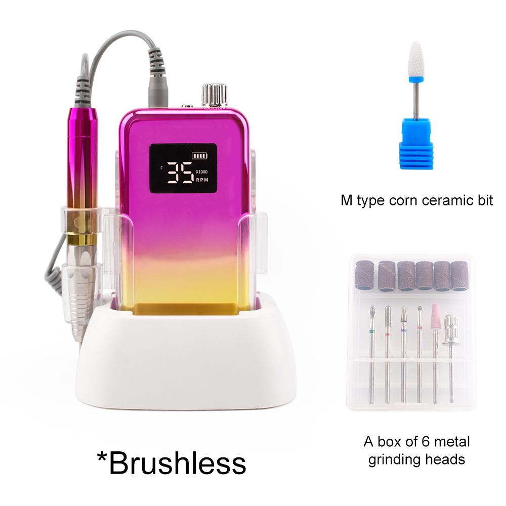 

BEPAN Brushless Purple Handpiece Mini Display Screen 35000RPM Portable Nail Drill Machine Set for File Desktop Base US золотий