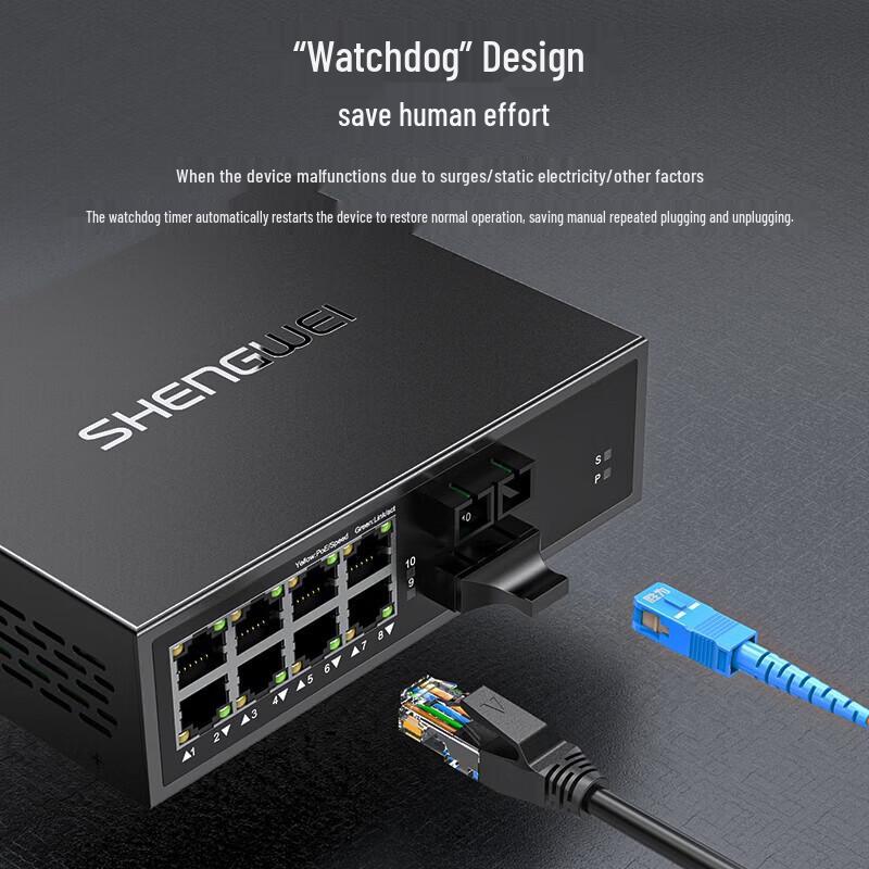 Shengwei 2 Fiber 8 Port Gigabit Fiber Optic Transceiver