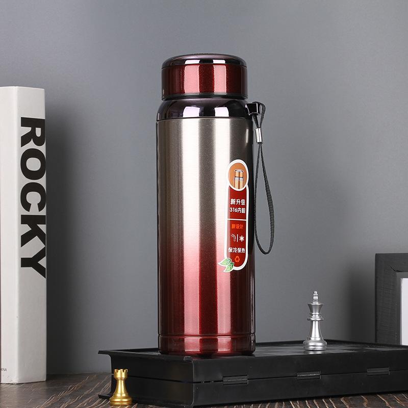 

0,6/0,8/1/1,2/1,5 л термос из нержавеющей стали для путешествий, спорта, бытовой бутылки для воды, бутылки для воды, кофе, чая 1000ml темно-красного