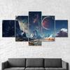 Abstract Galaxy Planet 5 Piece Canvas Wall Art Multi Panel Print Modern Space Poster Home Decor Picture Gift For Him For Her
