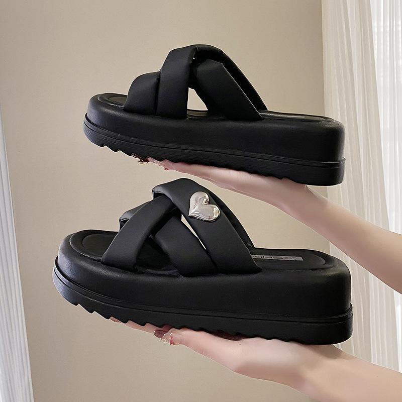 Cool Slippers Women's Summer Wear 2025 New Thick-soled Casual Beach Sandals Women's Advanced Sense of Pregnant Women