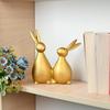 Golden Rabbit Pair Figurines – Decorative Bunny Statues for Home, Office, and Gifting | Stylish Feng Shui Decor for Living Room