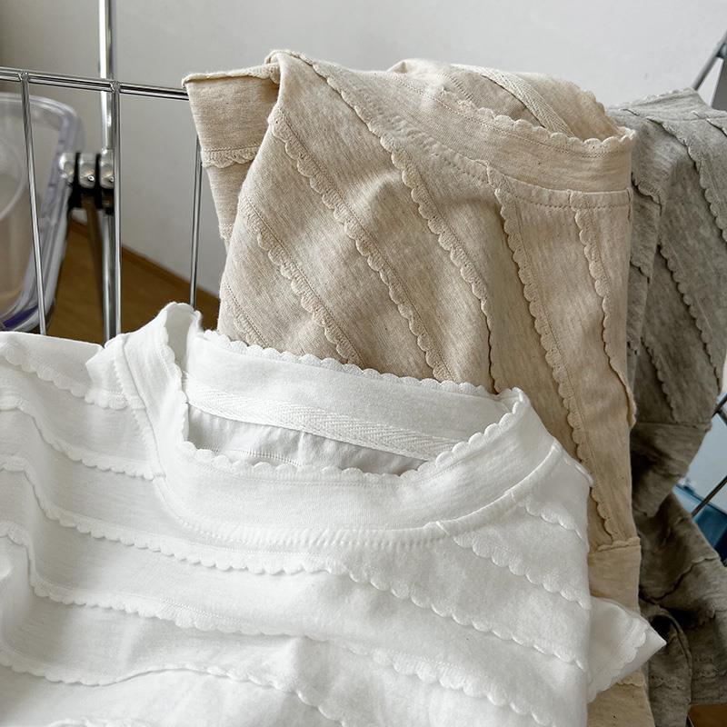 Chic Lace Round Neck Short-Sleeve Women's T-Shirt - 2025 Summer Collection, Loose Fit