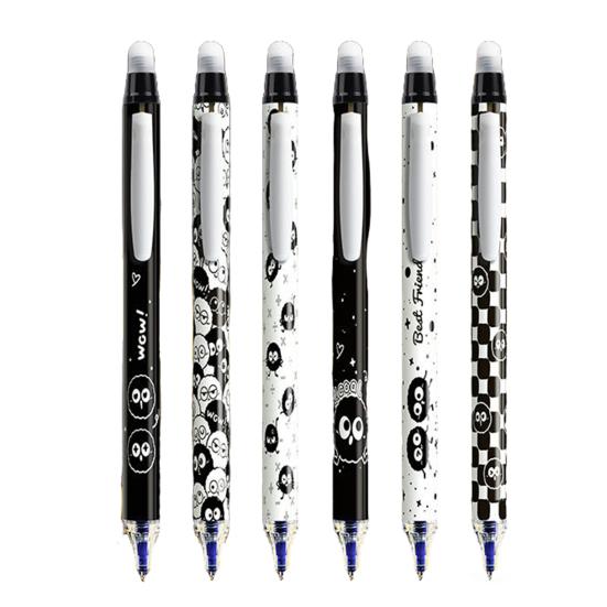 

6 шт. Рождественские стираемые гелевые ручки 0,5 мм выдвижные ручки с синими чернилами и ластиками праздничные школьные D