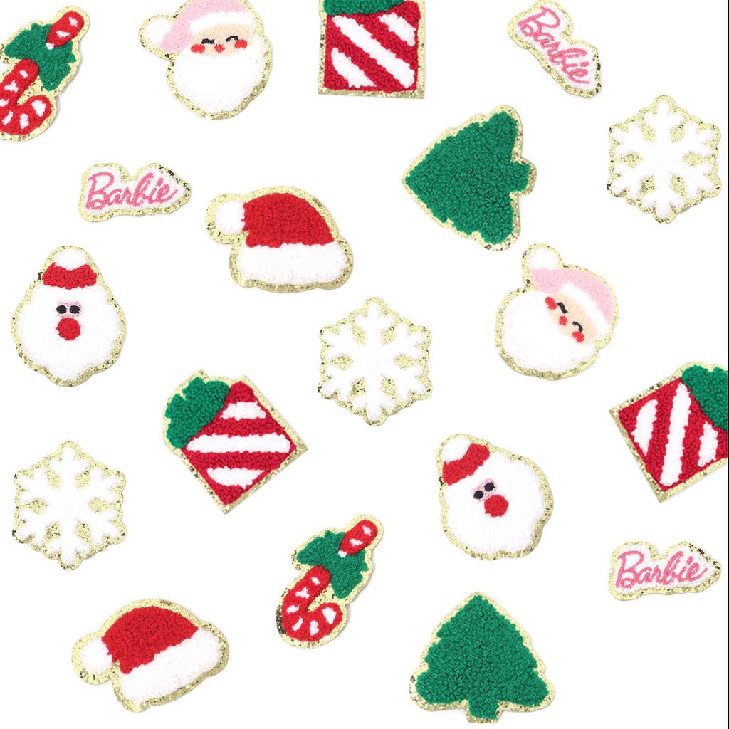 4pcs/lot Christmas Series Embroidery Patches Santa Snowflake Cartoon Shape Iron On Patch For DIY Sewing Garment Bags Decoration
