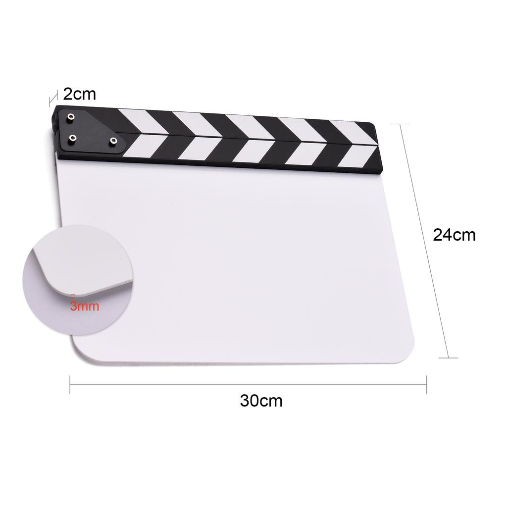 30 * 24cm/ 12 * 9in Claquette en Film Acrylique Cinéma Réalisateurs Claquette Vierge Action Scène Claquette Vierge Effaçable à Sec avec Bâtonnets Multicolores