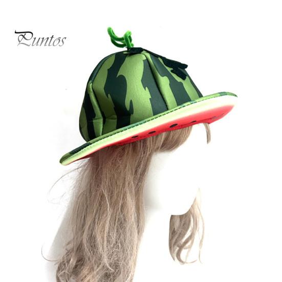 Kreativ Vattenmelonmönstrad Hatt Festmössa, Bredbrättad Solskyddshatt för Kostymfester, Bekväm Utomhushatt Lättviktig Elastisk Unisex Huvudbonad