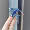 Sparkling Rhinestone Fish Brooches Women Metal Flat Fish Office Casual Brooch Pins Gifts