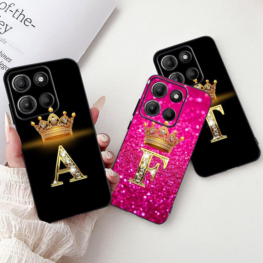 For Motorola Moto G15 Case MotoG15 Cover Luxury Crown Letters Soft Silicone Phone Case For Motorola Moto G75 5G G 75 G 15 Bumper