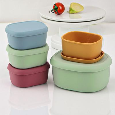 Owalny silikonowy lunchbox wielokrotnego użytku odporny na ciepło z pokrywką pudełko do przechowywania żywności szczelne pudełko do mikrofalówki pudełko do przechowywania świeżości piknik