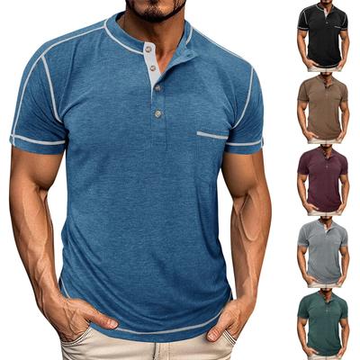 Pánské tričko s kulatým výstřihem, krátkým rukávem a polovičním rukávem, základní top, módní tričko s kontrastní barvou