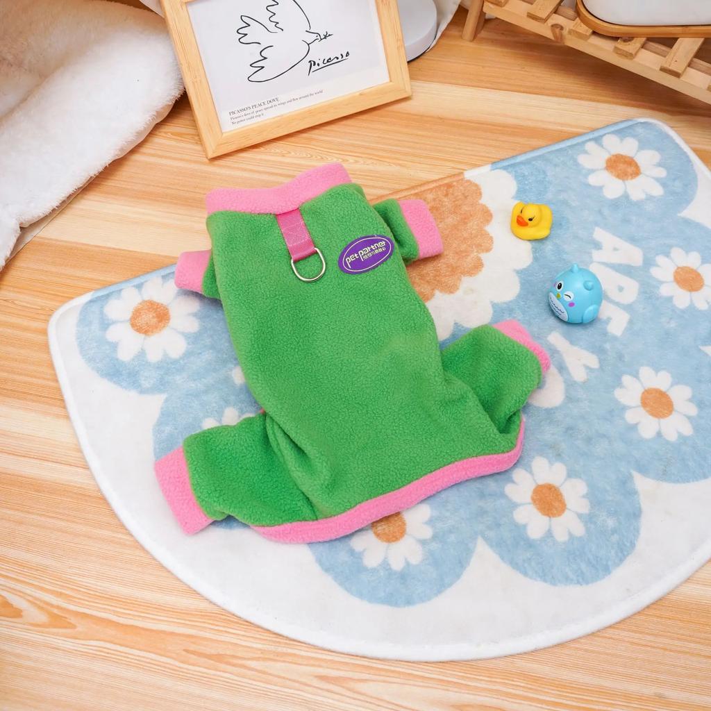 Autumn Winter Contrasting Four Legged Pants Pet Jumpsuit Little Dog Clothes Contrasting Patchwork Jacket Teddy Bear Small Dog
