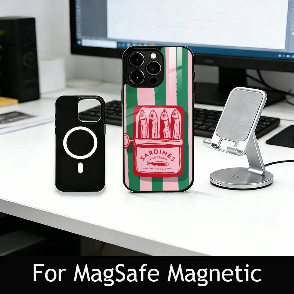 

S-Sardines F-Fish Art Phone Case For iPhone17,16,15,14,13,12,11 Plus,Pro Magnetic with Magsafe Wireless Charging iPhone15