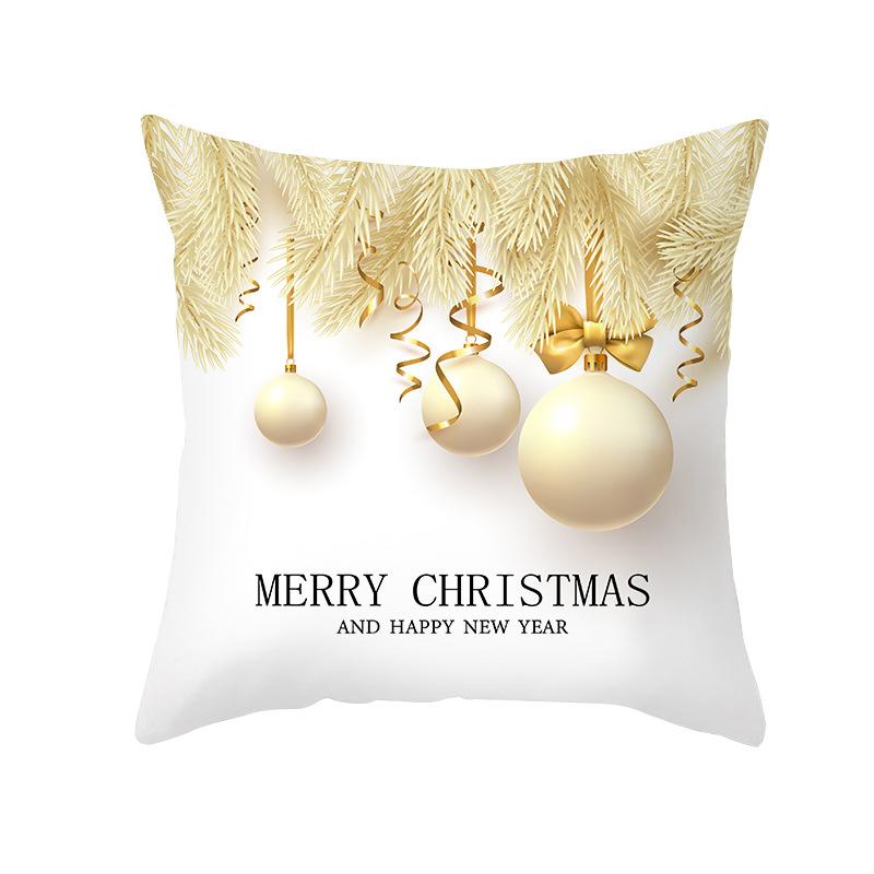 Platinum Christmas Pillow Cover New Peach Skin Printed Holiday Pillow Home Cushion