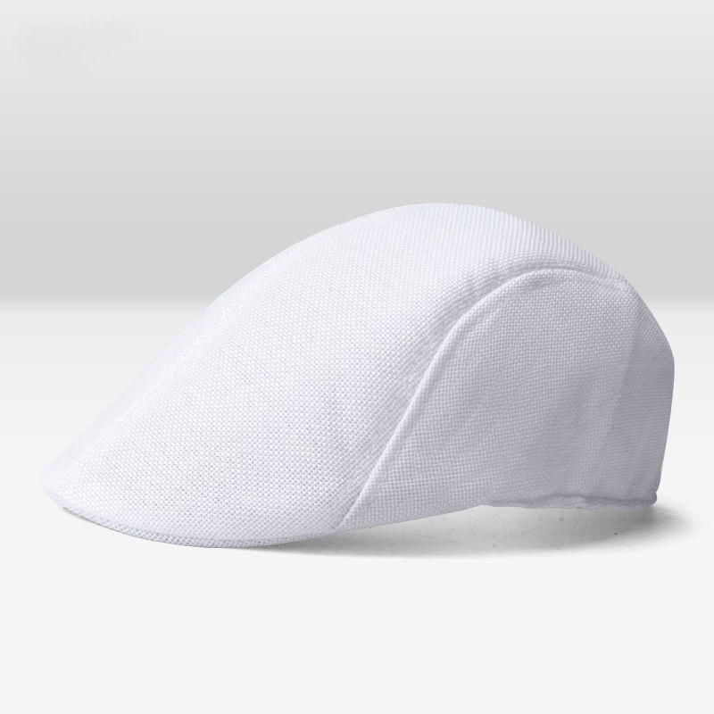 Sun hat summer breathable beret cap cap linen hollow solid color beret forward hat sun protection men and women