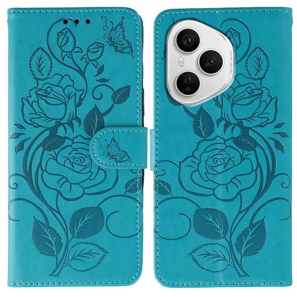 Forhonor 400 Pro 5G (Global) Case Wallet Stand Imprinted Rose Butterfly PU Leather Phone Cover