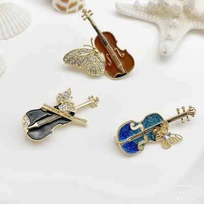Elegante Grüne Geigenbrosche: Modischer, Kreativer Hemd-Pin Schmuck