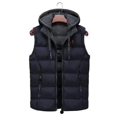 Men's Vest Winter Down Vest Casual Vest Men's Sleeveless Jacket Casual Warm Men's Vest Coat Hat Detachable New Style