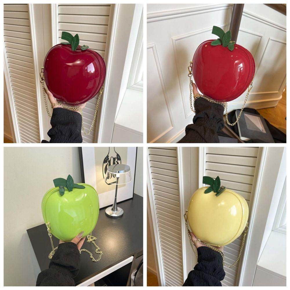 Coin Purse Fruit Shape Chain Bag Large Capacity Solid Color Leather Round Pouch Anti-splash Water Polyester