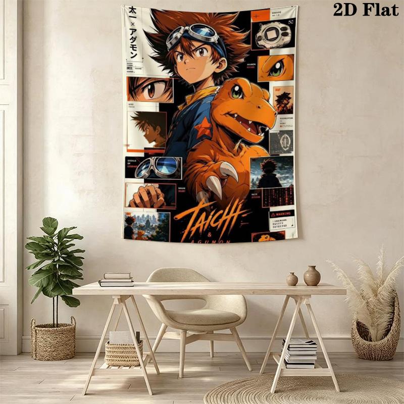 Digimon Heroes Epic Battles Await Tapestry Fashion Print Background Cloth Wall Covering Decoration Atmospheric Background Cloth Home Decor