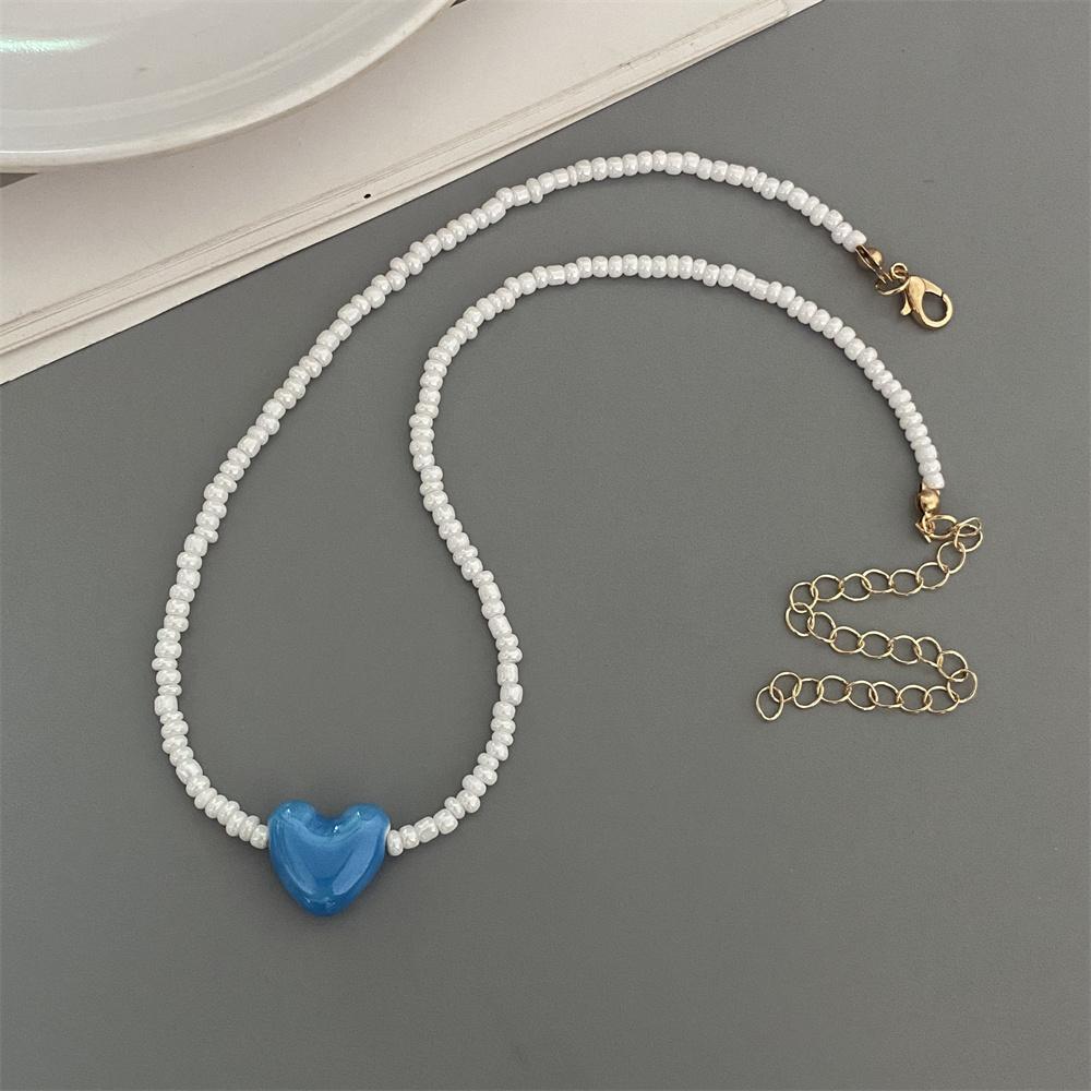 Korean Fashion Ceramics Love Heart Choker Necklace for Women Girl Colorful New Fashion Neck Jewelry