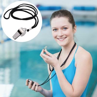 Nummer 6 Form Edelstahl-Schiedsrichterpfeife Super laute Sportpfeife mit Trageband Leichte rostfreie Outdoor-Trainingspfeife