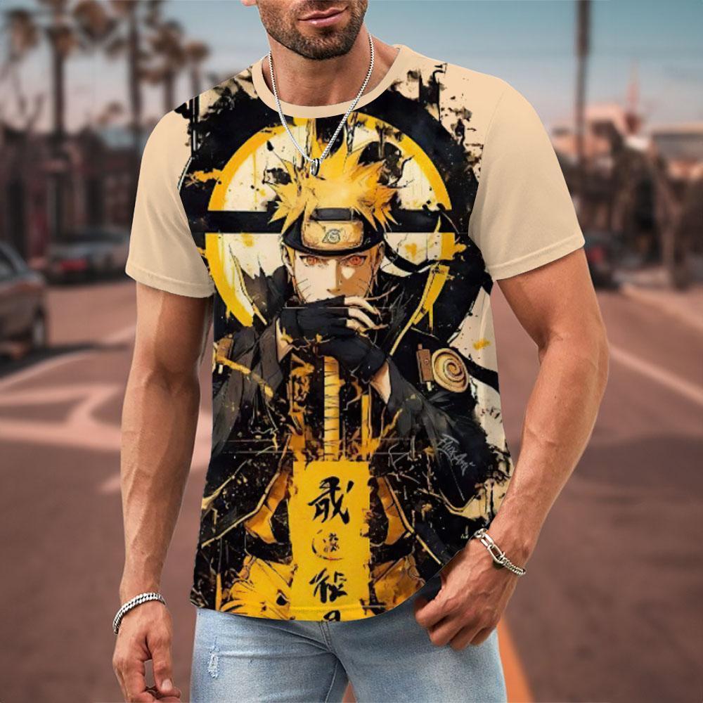 Pánské tričko MINISO Naruto Japonské anime 3D potisky Ležérní Trička s krátkým rukávem Street Oversized oblečení Móda Kreslená trička