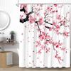 Rosa Kirschblüte Duschvorhang Pflaumenblüten Floral Japanisch Asiatisch Anime Weiß Aquarell Badezimmer Dekor Vorhänge