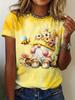 Camiseta Feminina Estampada Gnomos Gênios da Abelha Confortável Gola Careca Manga Curta Estilo Verão Roupa Casual para Mulher