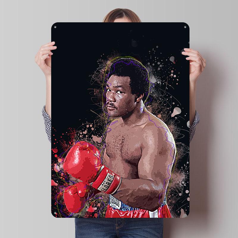 George Foreman Boxer Metal Posters Custom Vintage Metal Signs Wall Art Tin Plaque for Man Cave Bar Accessories Home Decoration