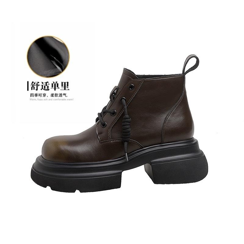 Nouvelles bottes Martin automne et hiver pour femmes en cuir style britannique rétro rue branchée bottines à semelles épaisses