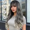 Wavy Long Curly Hair Wig with Bangs - Breathable Natural Look