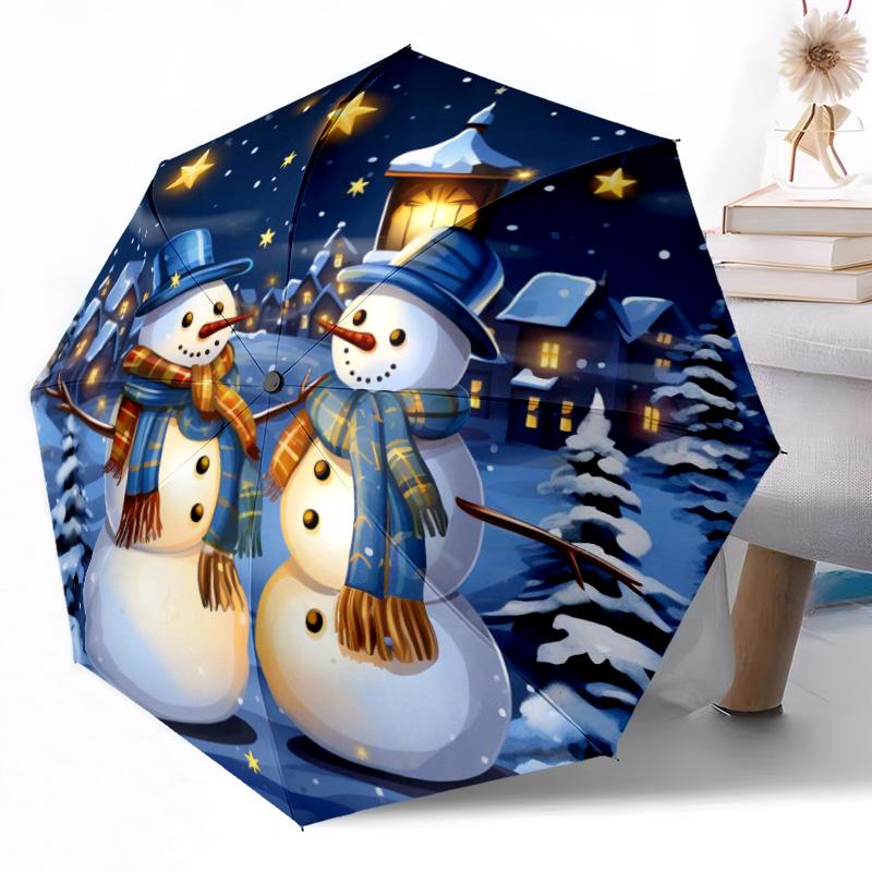 Weihnachts-Outdoor-Automatikschirm Kompakt 8-Rippen Gewicht Gewicht Ganzjahresnutzung Lebhaftes Muster Schirm