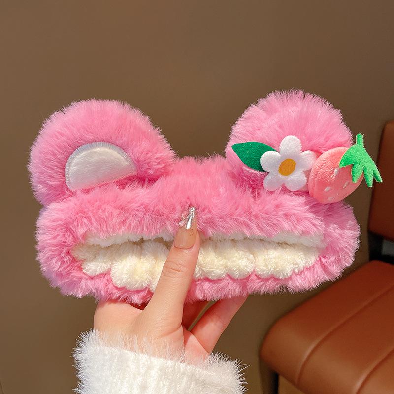 2024 Cute Cartoon Plush Headband for Women - Makeup, Hair Clip & Tie