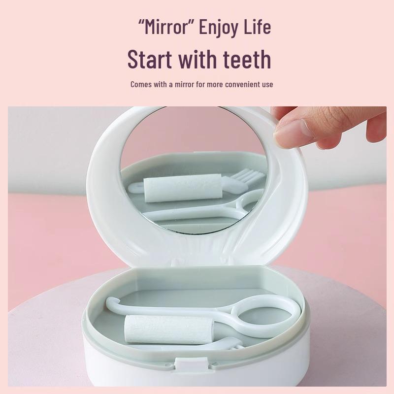 Invisible Aligner Storage Box with Mirror - Portable Retainer and Denture Cleaner