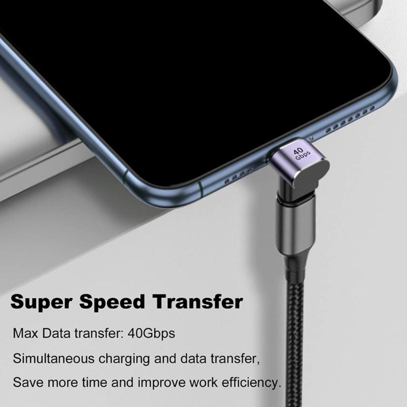 USB C Male to Female Adapter Right Angle 90 Degree PD 100W 40Gbps 8K HD Type C Male to Female Adapter