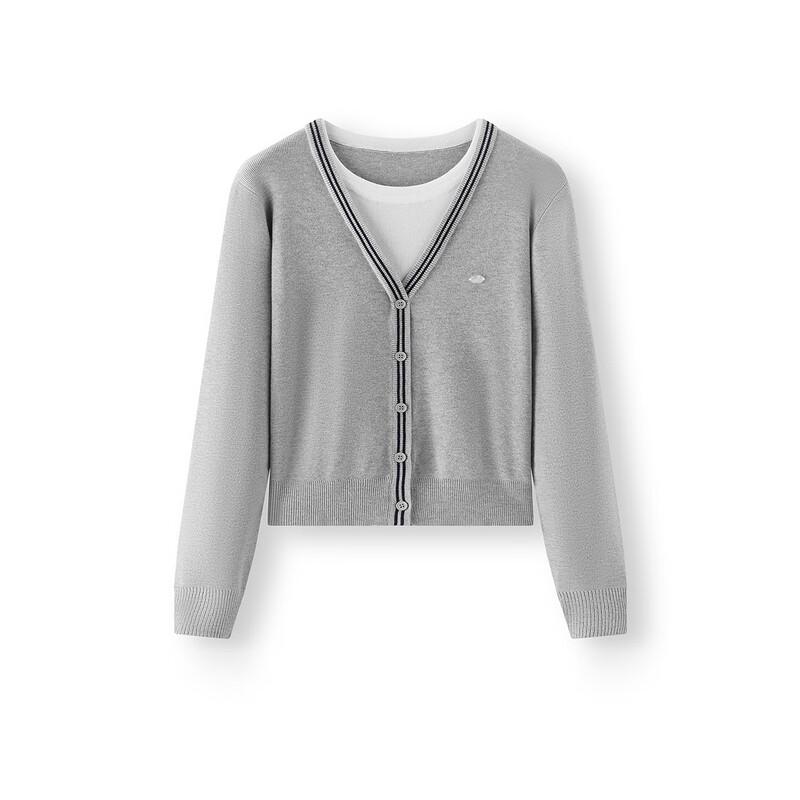 Semir Women's Autumn Contrast Faux Two-Piece Knit Pullover