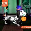 Joyfy 5 FT Halloween Inflatables Light Up Pumpkin Skeleton Wiener Dog Halloween Inflatables Outdoor Halloween Yard Decorations