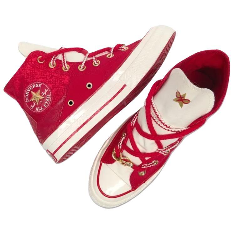 Converse 1970s Comfortable and Versatile High-Top Slip-Resistant Durable Skate Shoes for Men and Women in Red