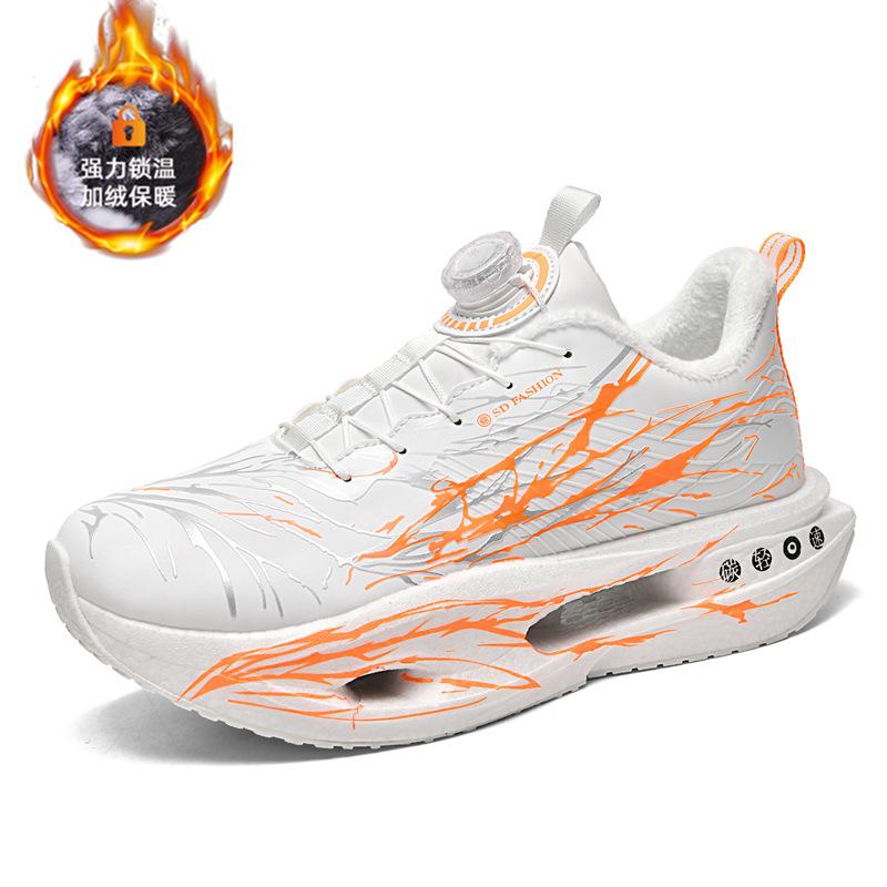 Winter velvet thickened real explosive carbon plate cushioning comfortable warm cotton shoes outdoor sports running shoes