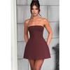 Sleeveless Sexy Tube Top Mini Dresses Solid Patchwork High Waist Summer Fashion Female Bodycon Plunge Vacation Strapless Dress