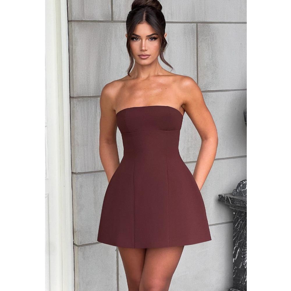 Sexy mini šaty bez rukávů s tubovým topem, jednobarevné, patchworkové, s vysokým pasem, letní móda, dámské bodycon šaty s hlubokým výstřihem, na dovolenou, bez ramínek