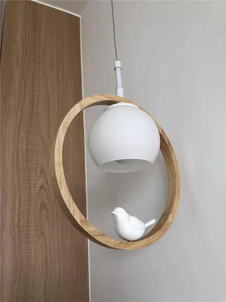Japanese Style Wooden Pendant Light Bedroom Bedside Kitchen Bar Hanglamp Resin Bird Decoration Stair Porch Lamp Drop Shipping